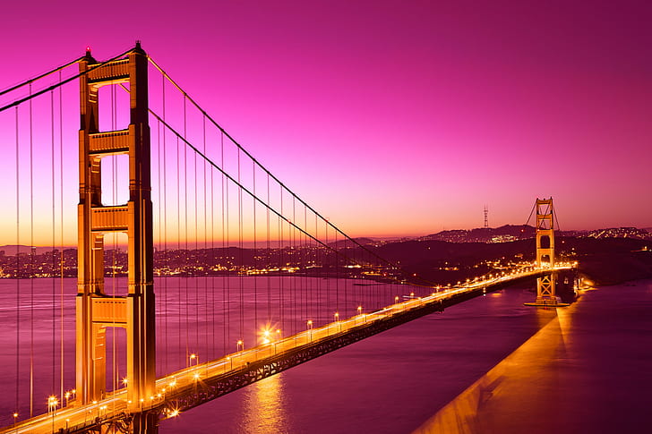 Golden Gate Bridge during golden hour, Golden Love, HDR, golden  gate  bridge