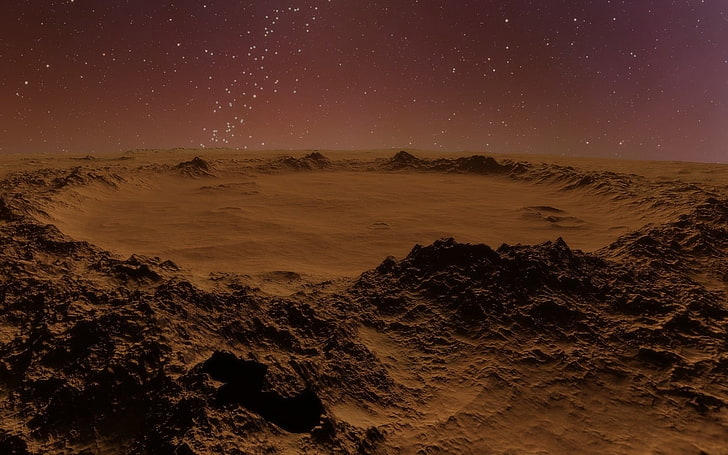 brown sand, space, Space Engine, sky, star - space, night, astronomy