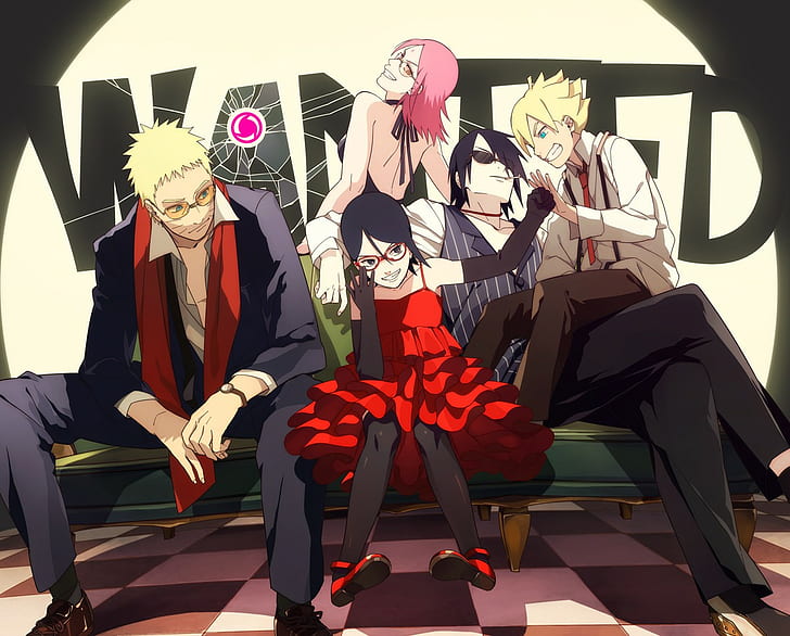 Haruno Sakura, Sarada Uchiha, Uchiha Sasuke, Uzumaki Boruto, HD wallpaper