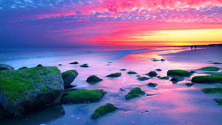 Nature Landscapes Sunset The Hague Netherlands Sea Coast Rocks Red Sky Wallpaper Hd 1920×1080
