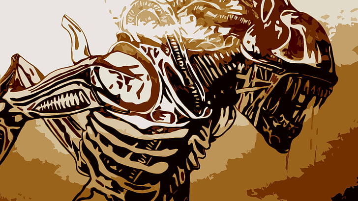 black and brown predator illustration, Alien (movie), Xenomorph, HD wallpaper