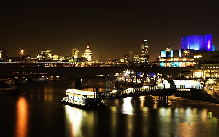 Superb London Night Lights, wooden dock, Cityscapes, built structure HD wallpaper