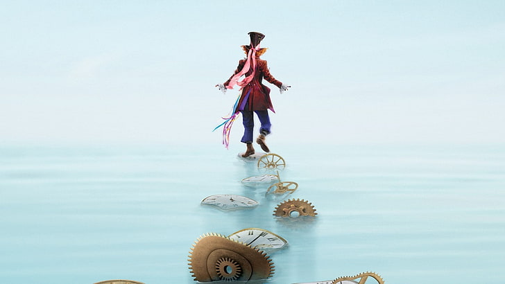 red and blue clown illustration, Alice Through the Looking Glass