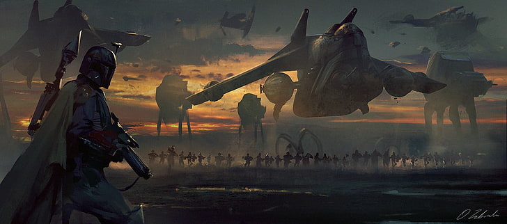 Star Wars Boba Fett digital wallpaper, artwork, fantasy art, science fiction