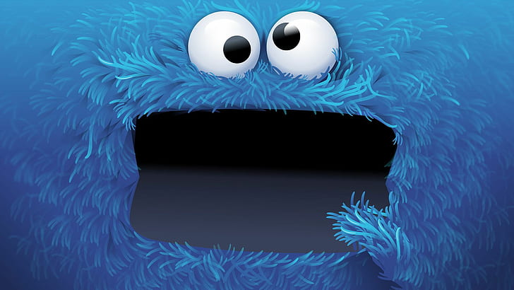 Cookie Monster HD, big, blue, cookies, eyes, mouth, sesame street