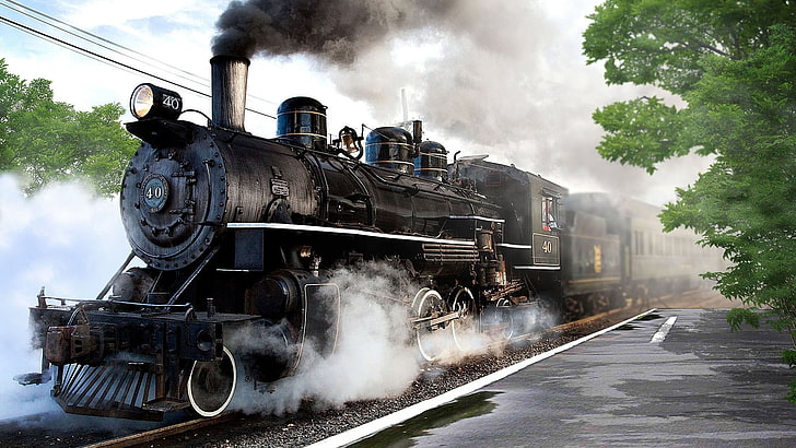 vintage, steam locomotive, steam train, rail transportation, HD wallpaper