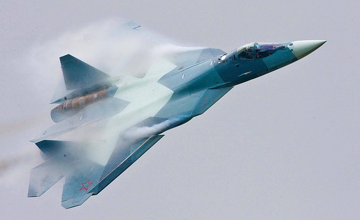 Sukhoi PAK FA, Russian Air Force, airplane, motion, air vehicle, HD wallpaper