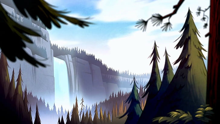 Gravity Falls, sky, nature, tree, built structure, cloud - sky, HD wallpaper