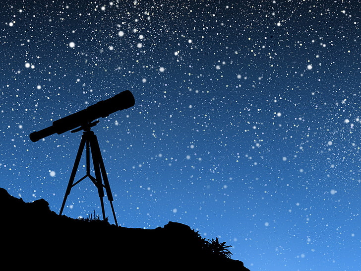 black telescope clipart, the sky, stars, vector, astronomy, astronomy Telescope, HD wallpaper