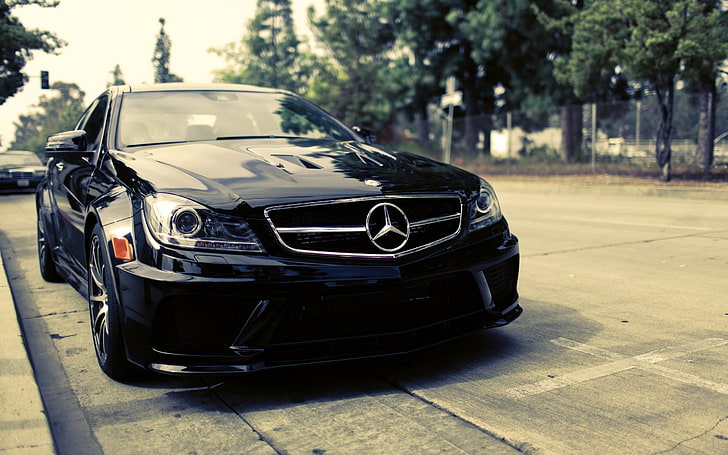 black Mercedes-Benz car, Mercedes Benz, motor vehicle, transportation, HD wallpaper