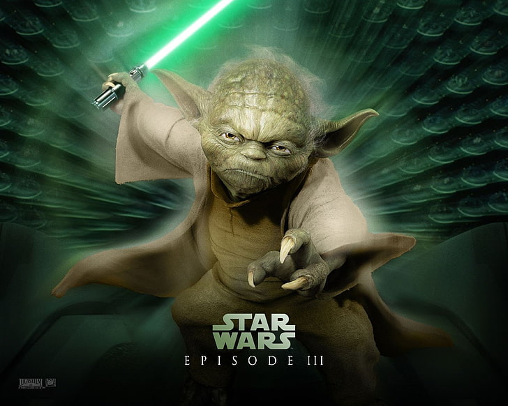Star Wars Master Yoda poster, Green Lightsaber, Jedi, Pointed Ears, HD wallpaper