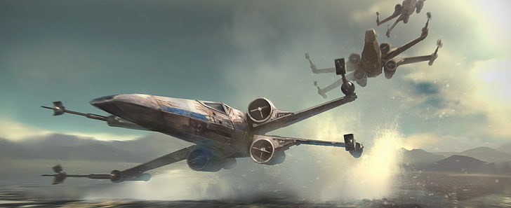 Star Wars X-Wing fighter, artwork, Star Wars: The Force Awakens