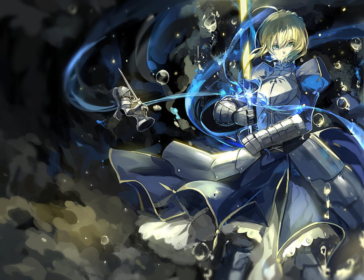 yellow haired male anime character wallpapre, Fate Series, Saber