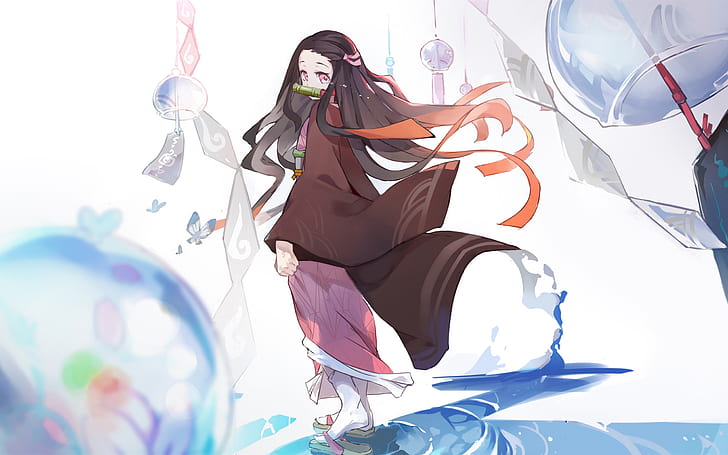 Anime, Demon Slayer: Kimetsu no Yaiba, Brown Hair, Girl, Long Hair, HD wallpaper