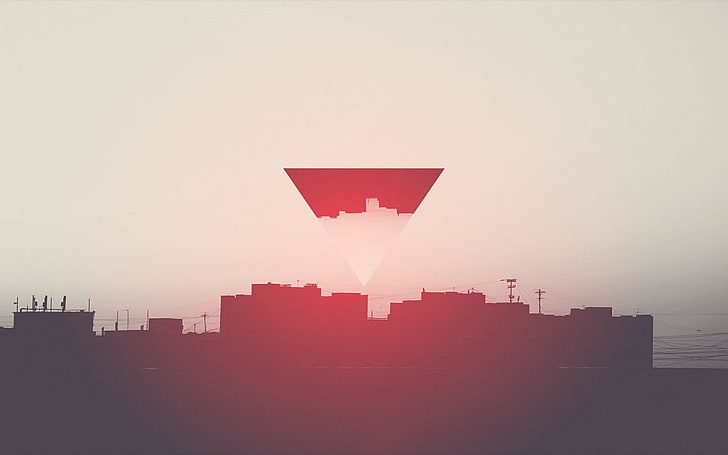 silhouette photography of city, sun above concrete building, minimalism, HD wallpaper