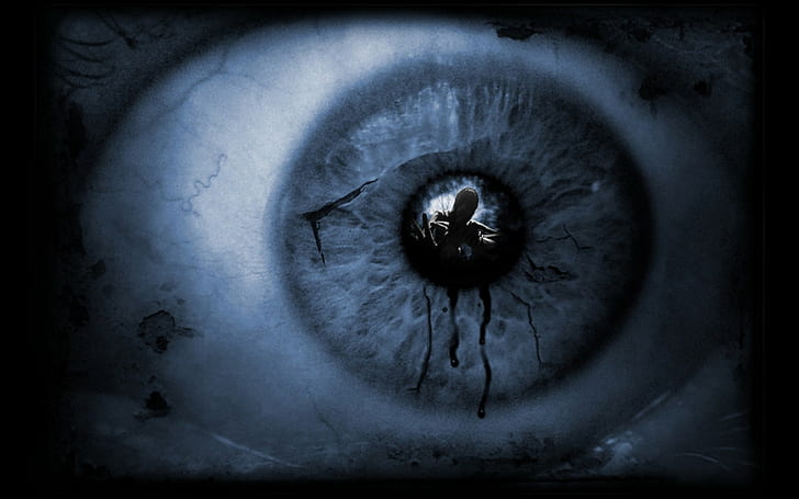 Dark, darkness, eye, eyes, horror, Photoshop, reflections, Scared, HD wallpaper