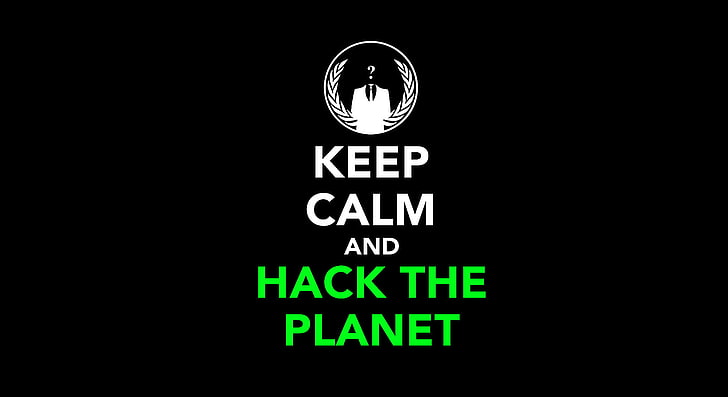 Anonymous, hacking, Keep Calm and..., illuminated, sign, text, HD wallpaper