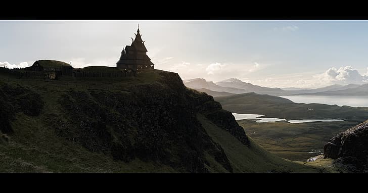 viking, castle, temple, landscape, Matte painting, environment, HD wallpaper