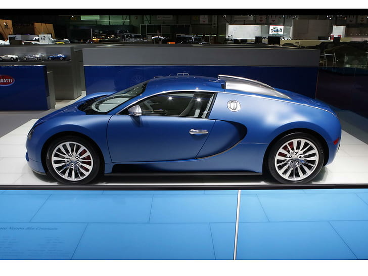 2009 bugatti veyron bleu centenaire exterior, car, HD wallpaper