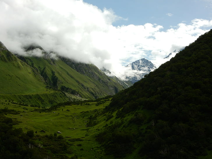 Himalayas, India, valley, clouds, nature, HD wallpaper