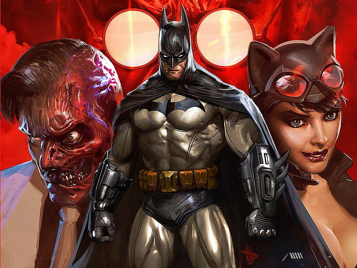 Batman wallpaper, DC Comics, Catwoman, Two-Face, Hugo Strange, HD wallpaper