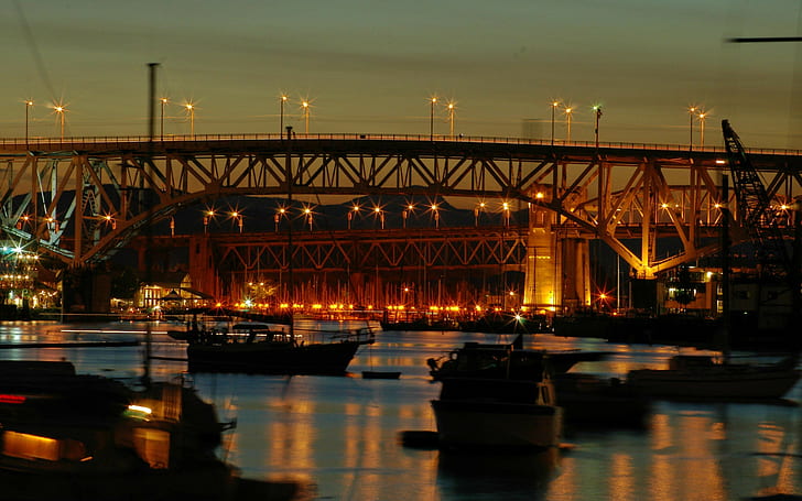 bridge, boat, cityscape, HD wallpaper