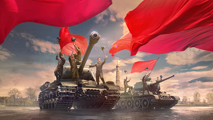 figure, area, art, glee, red, tanks, banners, World of Tanks HD wallpaper