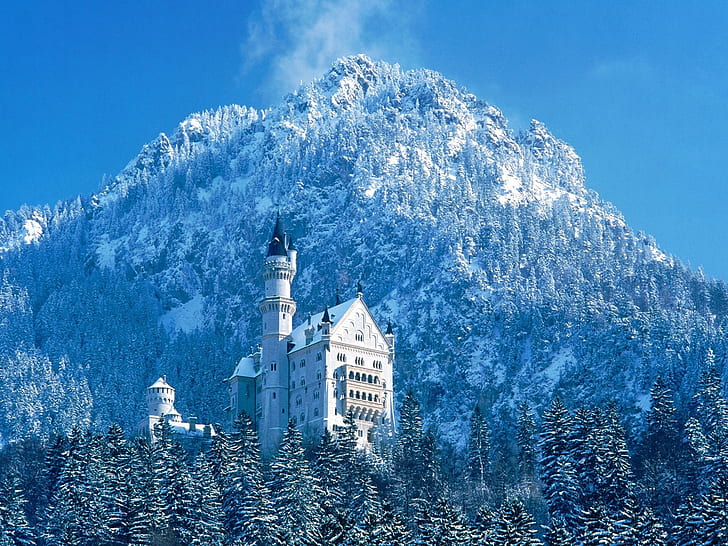 bellos, nevados, paisajes, palacio