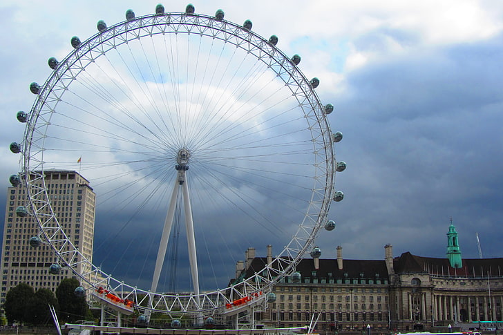 white ferris wheel, london, uk, famous Place, fun, millennium Wheel