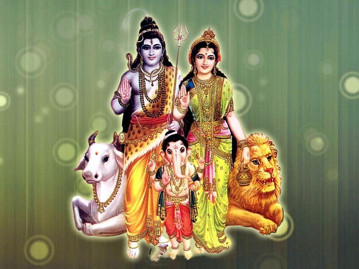 HD wallpaper: Lord Shiva Parvati And Ganesh, Krishna and Radha wallpaper,  God | Wallpaper Flare