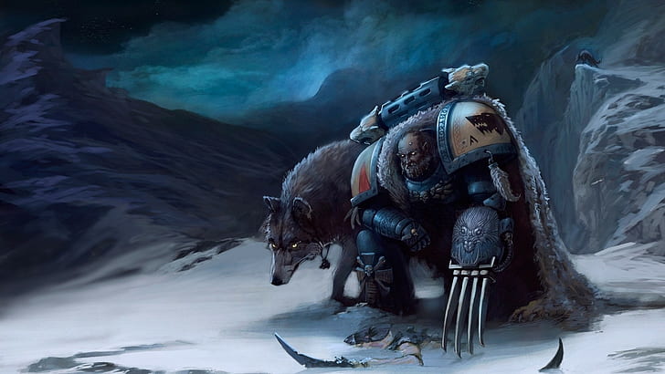 artwork, Warhammer 40, 000, fantasy art, space wolves, HD wallpaper