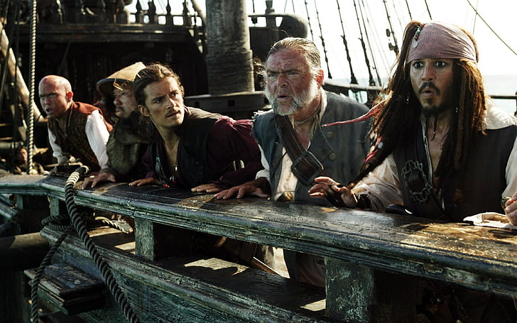Johnny Deep, Pirates of the Caribbean, Jack Sparrow, Orlando Bloom, HD wallpaper