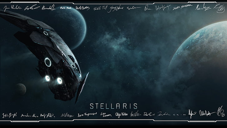 Stellaris illustration, galaxy, astronomy, moon, space, night, HD wallpaper