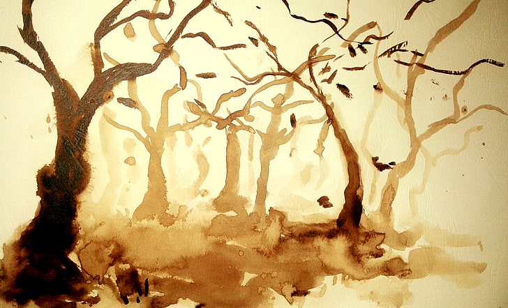 painting, forest, watercolor, no people, backgrounds, close-up