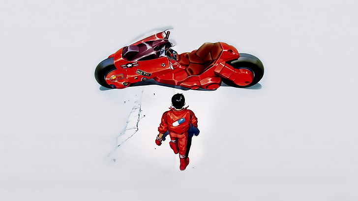 man in red suit wallpaper, Akira, kaneda, anime, motorcycle, men