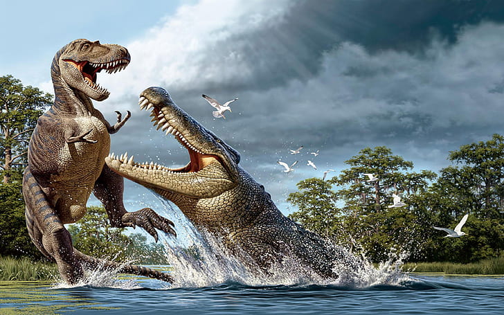 Animals Pre 200 Million Years Dinosaurs And Crocodile Evolution Ultra Hd Wallpapers For Desktop Mobile Phones And Laptop 3840×2400