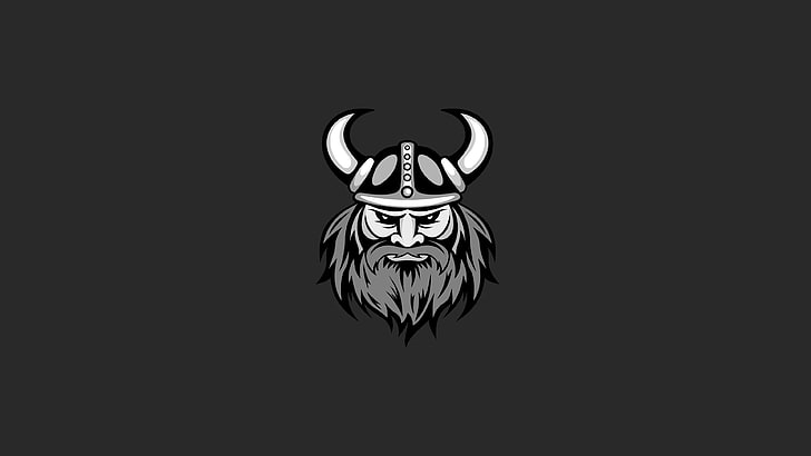 male viking logo, minimalism, Vikings, copy space, no people, HD wallpaper