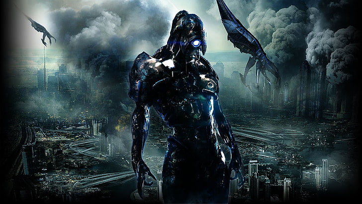 fallen city wallpaper, Legion, Mass Effect, apocalyptic, Reapers