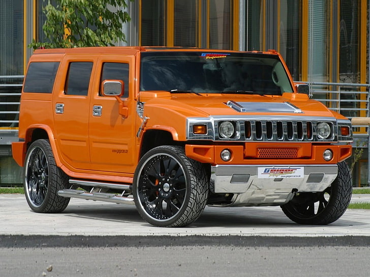 orange Hammer SUV, Hummer, car, mode of transportation, motor vehicle, HD wallpaper