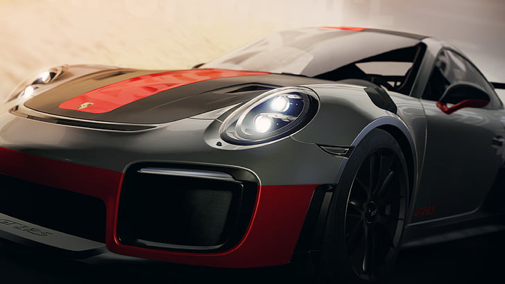 photo of gray and red Porsche coupe, Porsche 911 GT2 RS, Forza Motorsport 7