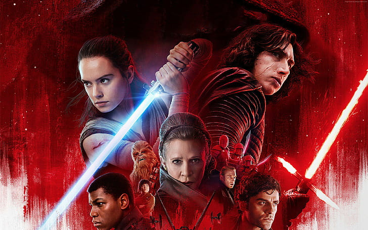 Adam Driver, Daisy Ridley, Carrie Fisher, 4K, Star Wars: The Last Jedi, HD wallpaper