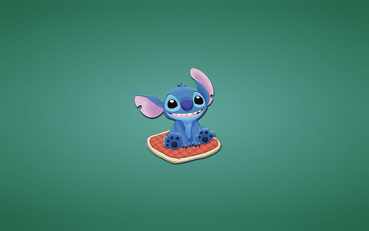 Disney Stitch illustration, blue, smile, pillow, sitting, Lilo &amp; Stitch, HD wallpaper