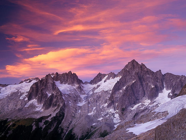 Clouds Over Sunset Washington, mountain range, HD wallpaper
