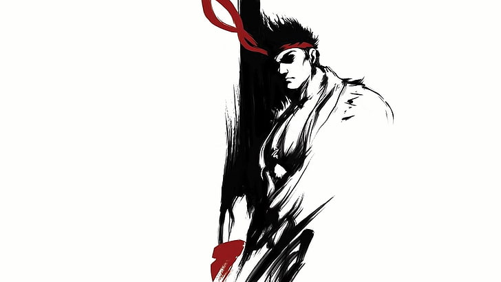 Ryu (Street Fighter), video games, studio shot, white background, HD wallpaper