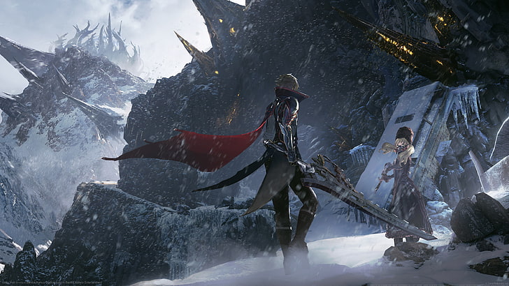 88 Girl, Girl With Weapon, Code Vein, cold temperature, snow, HD wallpaper