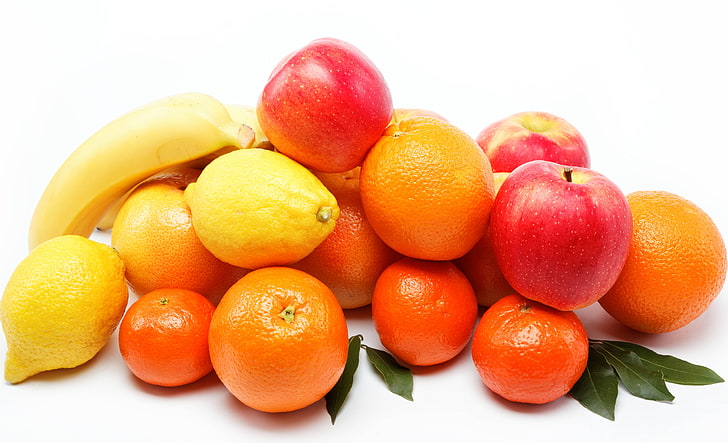 HD wallpaper: orange fruit, apple, lemon, and banana lot, fruits, white  background | Wallpaper Flare