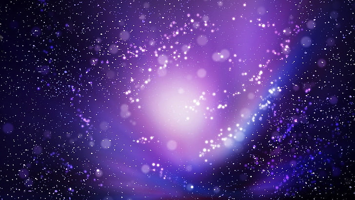 purple galaxy illustration, point, light, spots, glare, astronomy, HD wallpaper