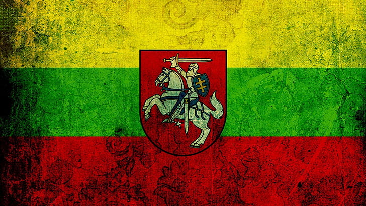 Lithuania, coat of arms, flag, horseman