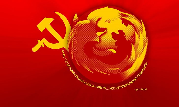 Mozilla Firefox logo, communism, red, indoors, close-up, celebration, HD wallpaper