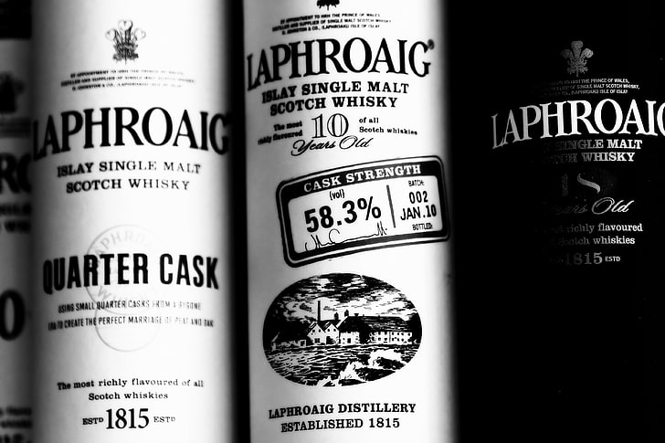 laphroaig whisky, text, close-up, healthcare and medicine, no people, HD wallpaper